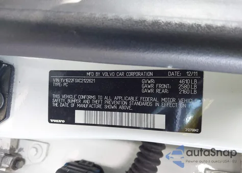 2012 Volvo S60 T5 из США, поврежденный, VIN YV1622FSXC2122621